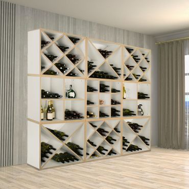 Sistema de botelleros CAVEPRO, blanco alpino con borde roble