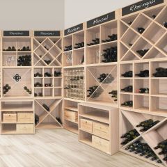Sistema modular de botelleros CAVEPRO, efecto roble