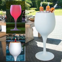 Enfriador de botellas de diseño singular con y sin iluminación LED, modelo de mesa de pie, ALT 110 cm