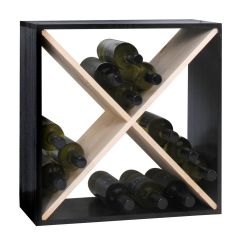 Botellero para vino 52 cm, módulo X, color negro-natural