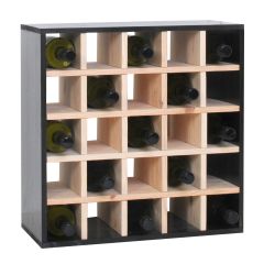 Botellero para vino 52 cm, módulo cuadrados, color negro-natural