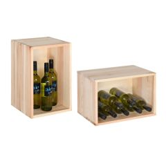 Caja para vinos / almacenaje VENETO,marrón,negroy pino natural