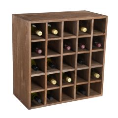 Botellero para vino 60 cm, módulo cuadrados, pino barnizado marrón