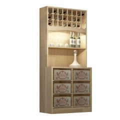 Botelleros para vinos PRESTIGE 6, con iluminación, madera de roble natural