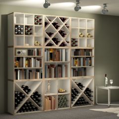 Sistema de botelleros CAVEPRO, blanco alpino con borde roble