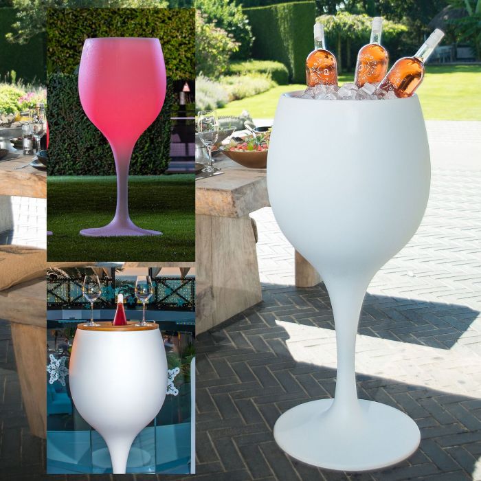 Enfriador de botellas de diseño singular con y sin iluminación LED, modelo de mesa de pie, ALT 110 cm