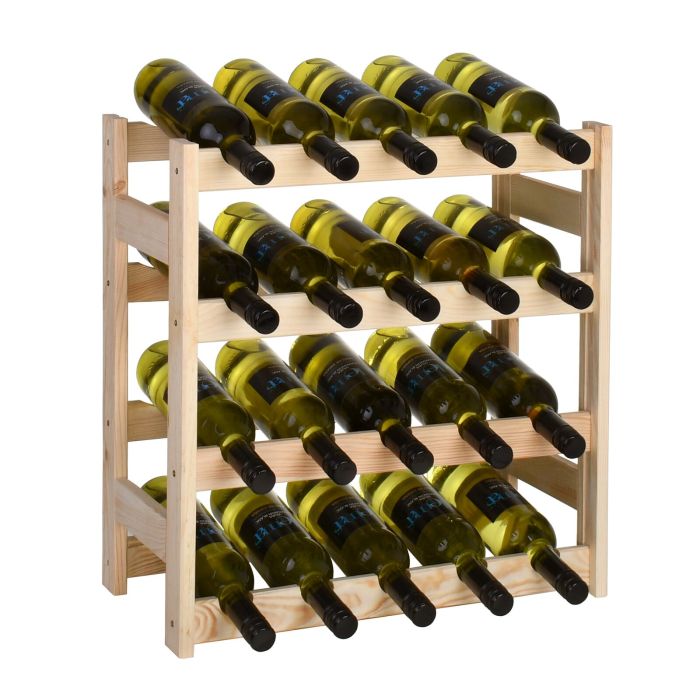 Botellero para vinos SIMPLEX, pino natural, módulo 1