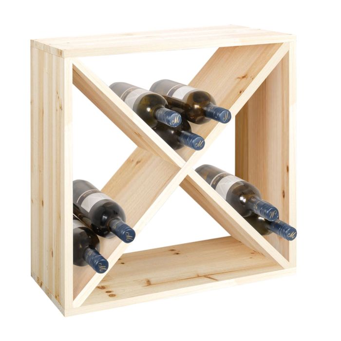 Botellero de pared MODULAR en madera natural de pino y acero