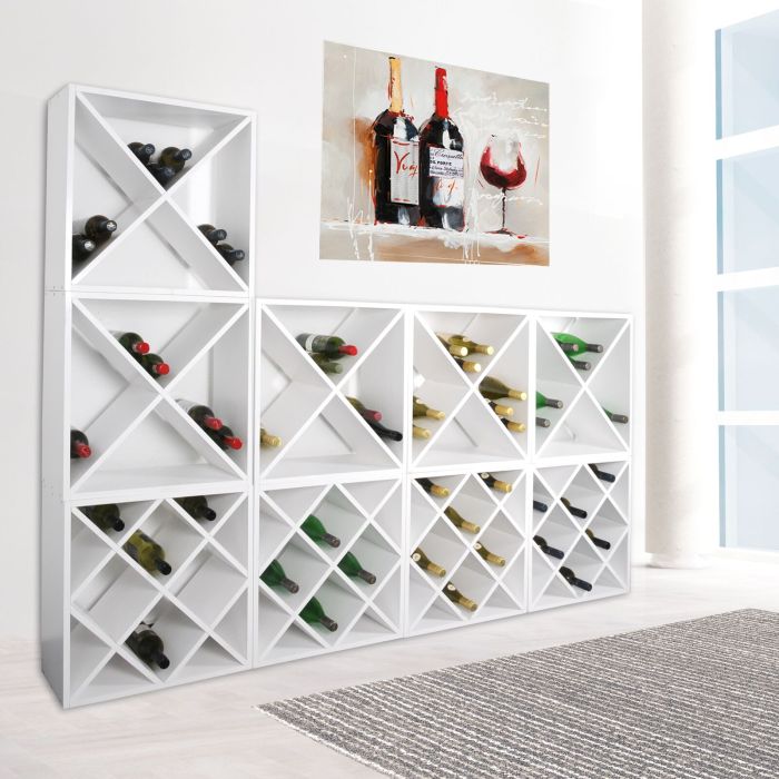 Sistema modular de botelleros para vino 52 cm, teñido blanco