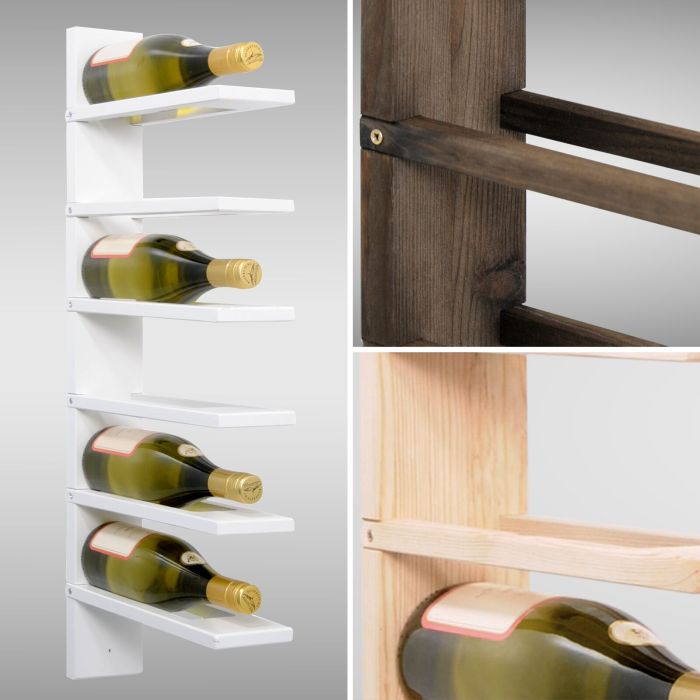 Botellero de pared MODULAR en madera natural de pino y acero