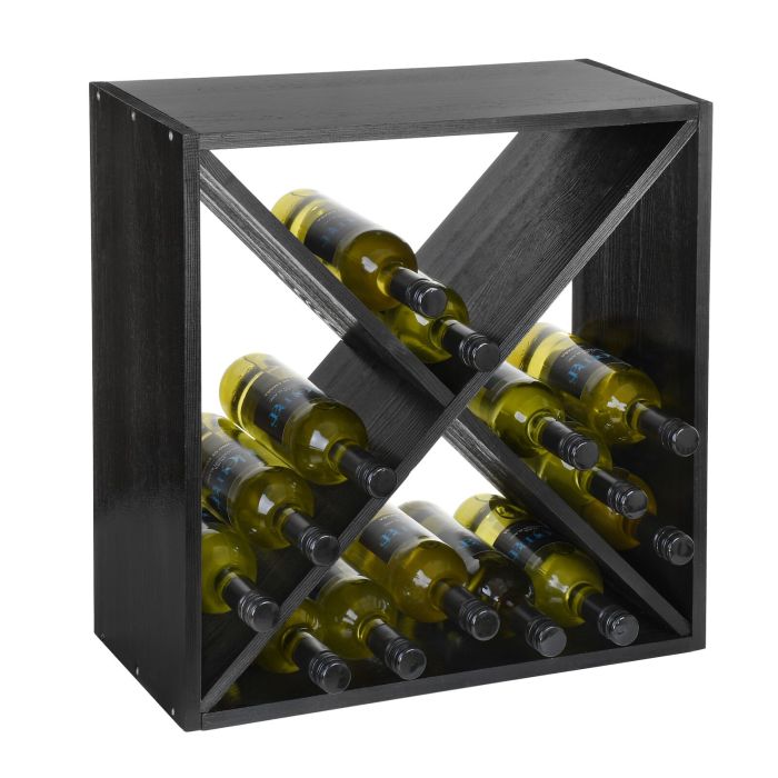 Botellero 52 cm, X-Cube negro barnizado