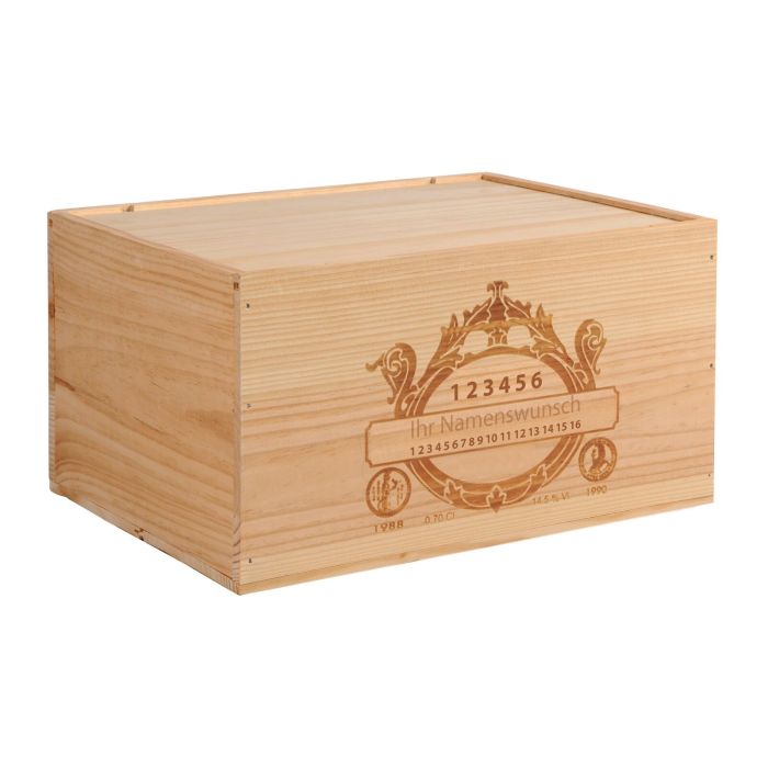 Caja de vino de madera con grabado para 6 botellas, juego de 6 unidades, (31,50 EUR /ud.)