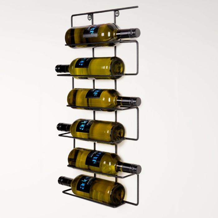 Botellero de pared para 6 botellas de 0,75l, de color dorado