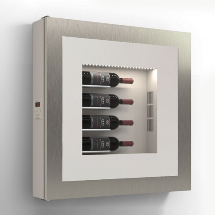 Estantería de pared climatizada QUADRI VINO plata/blanco, 4 fl.