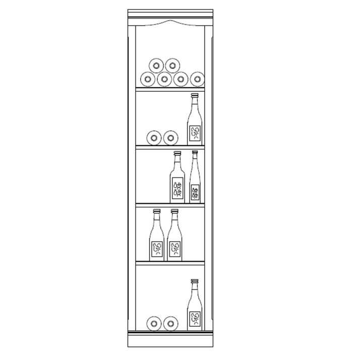 Sistema de botelleros Piemont, modelo 1, madera de abeto, blanco con borde de aliso chapado en marrón claro