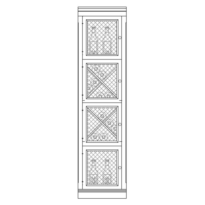 Sistema de botelleros Piedmont, modelo 3 con puerta de rejilla, madera de abeto, antracita