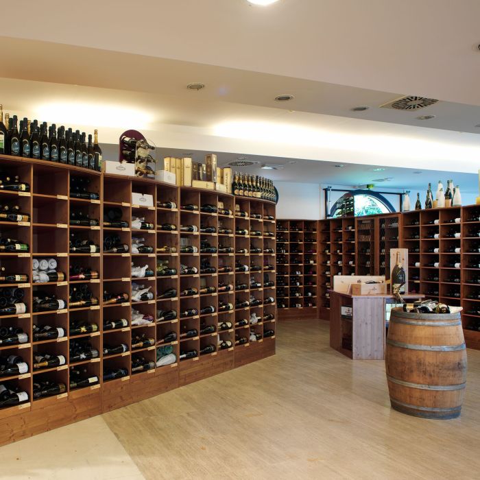 Sistema de botelleros Piemont, madera de abeto, nogal/marrón medio