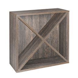Módulo con baldas en cruz diagonal, efecto wenge