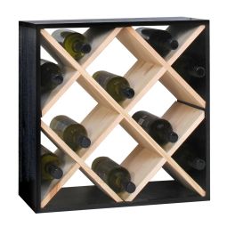 Botellero para vino 52 cm, módulo rombo, color negro-natural