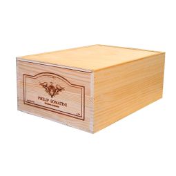 Caja de vino de madera con grabado para 12 botellas, juego de 6 unidades (64,83 €/ud.)