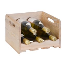 Caja para vinos / almacenaje VIVERI, pino macizo, 30 cm de ancho