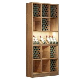 Weinregal PRESTIGE 9, mit Beleuchtung, Eichen-Holz braun gebeizt